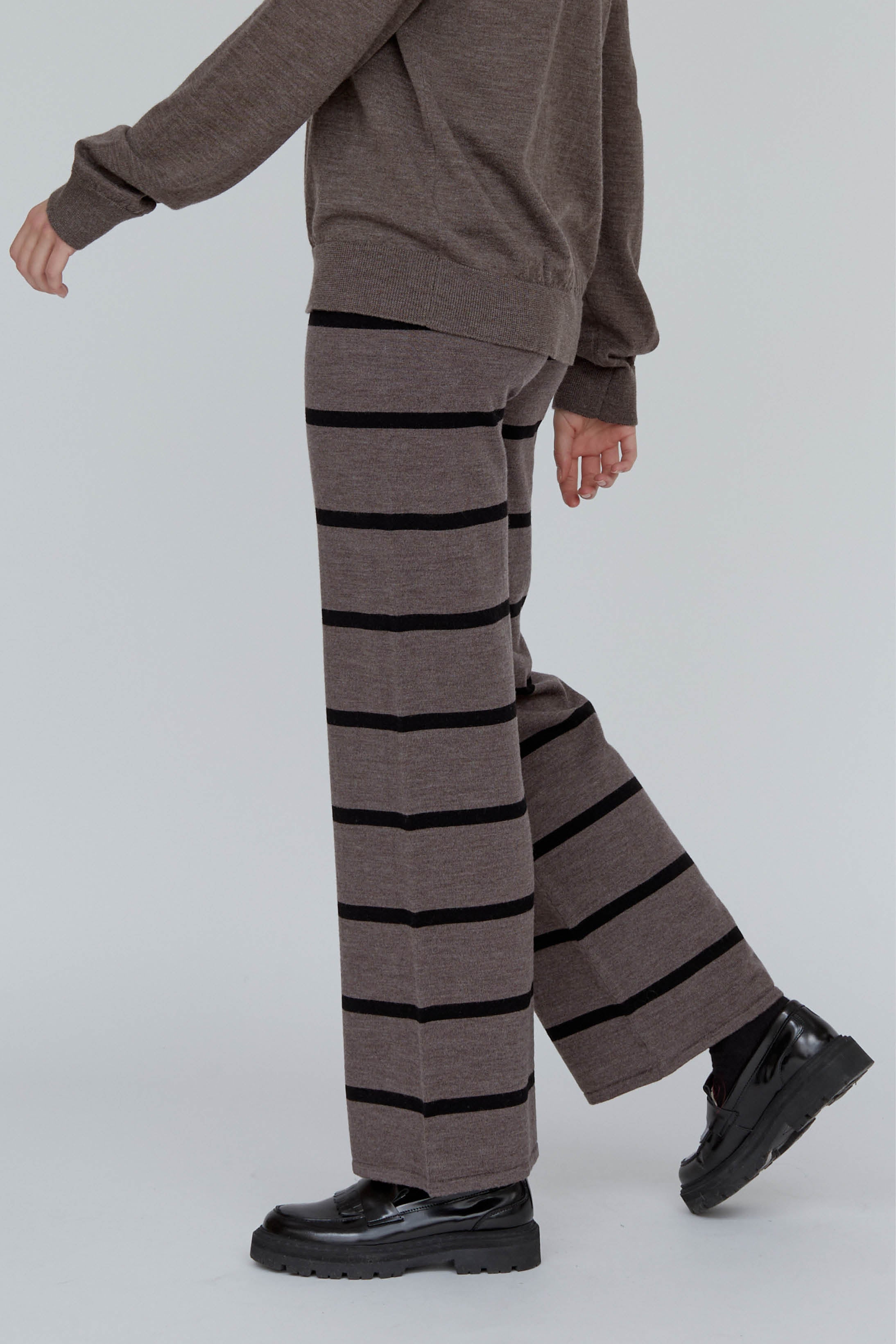 Basic Apparel Vera Wide Pants Bukser 634 Brown Melange / Black